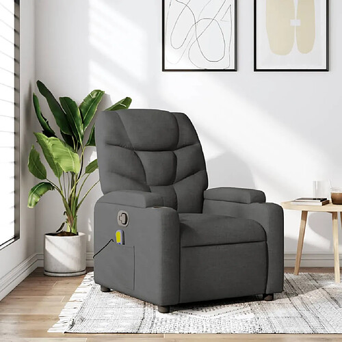 vidaXL Fauteuil de massage inclinable Gris foncé Tissu