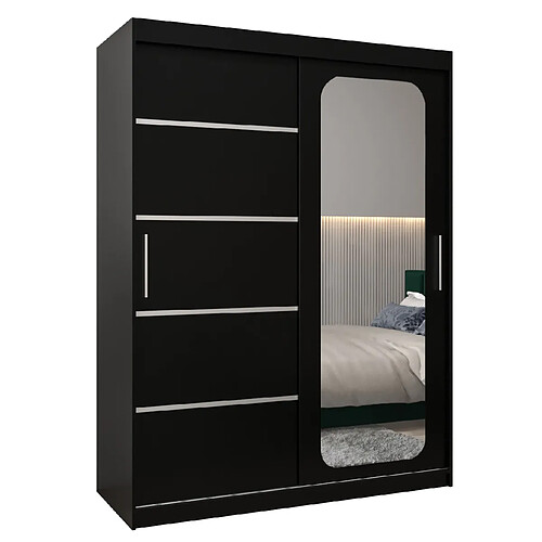 Abiks Meble Armoire PROMO V2 À Portes Coulissantes 200/150/62 2 Portes (Noir/Noir)