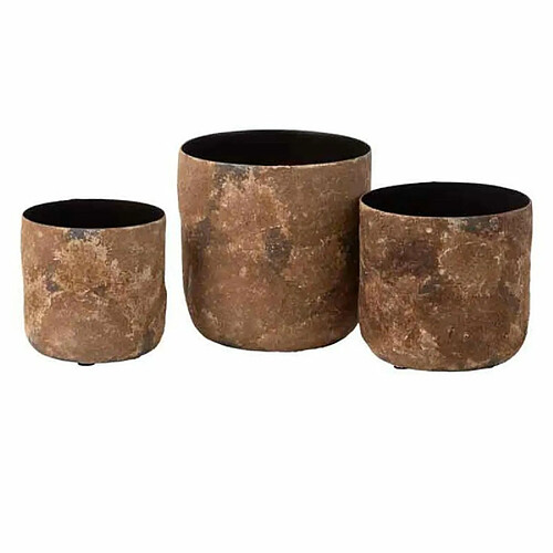 Paris Prix Lot de 3 Cache-Pots en Métal Effy 18cm Marron