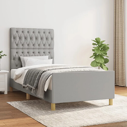 vidaXL Cadre de lit sans matelas gris clair 100x200 cm tissu