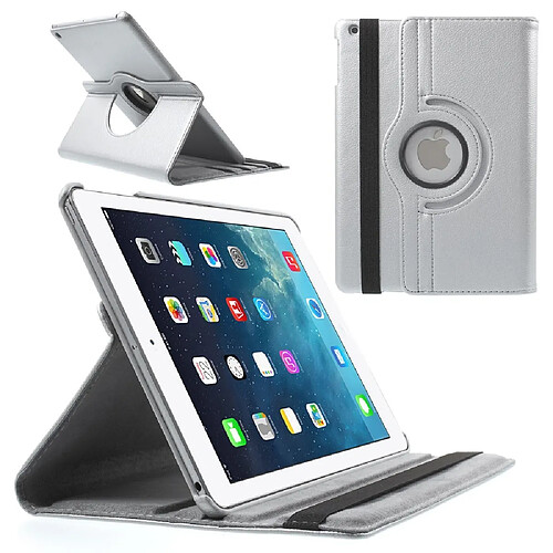 Etui en PU texture Litchi rotatif à 360° pour iPad Air - Argent