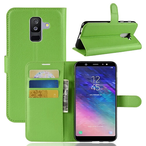 Wewoo Housse Étui vert pour Samsung Galaxy A6 + 2018 Litchi Texture en cuir flip horizontal avec titulaire et fentes cartes porte-monnaie