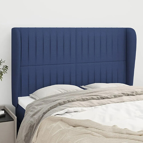 Maison Chic Tête de lit scandinave avec oreilles,meuble de chambre Bleu 147x23x118/128 cm Tissu -MN67859