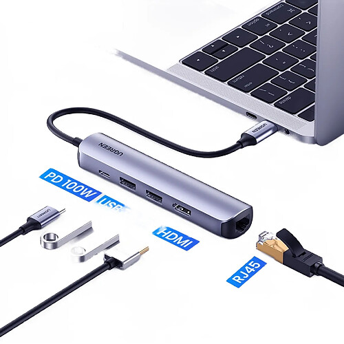 Universal Hub USB C mini taille USB type C 3.1 à 4K HDMI RJ45 USB 3.0 Hub USB C Pro Air PC USB |