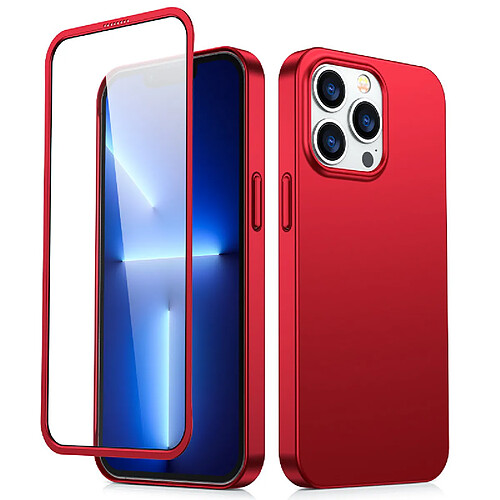 coque avant et arriere joyroom 360 full coque pour iphone 13 pro max + protecteur d ecran en verre trempe rouge (jr-bp928 rouge)