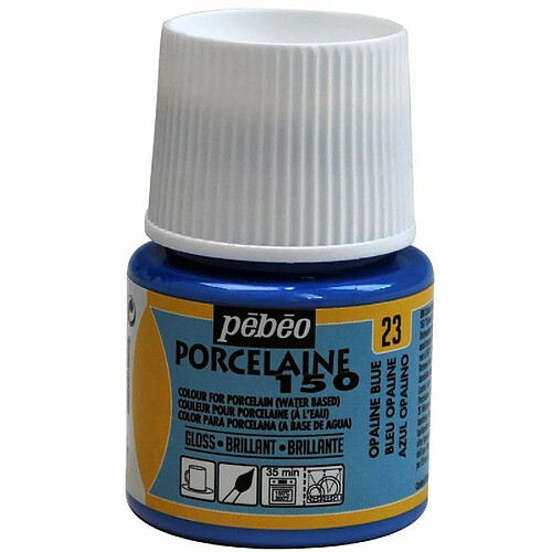 Pebeo Peinture à l'eau brillante pour porcelaine - Bleu opalin - 45 ml