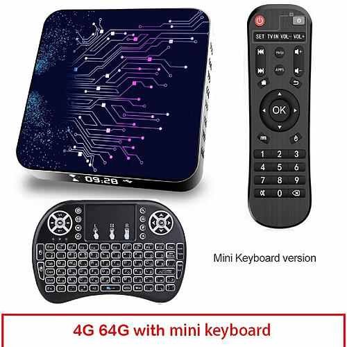 4 64Gb Tv Box Tp02 Rk3318 Android 10 Tv Box Avec Télécommande 4 64G_Us Plug Clavier I8