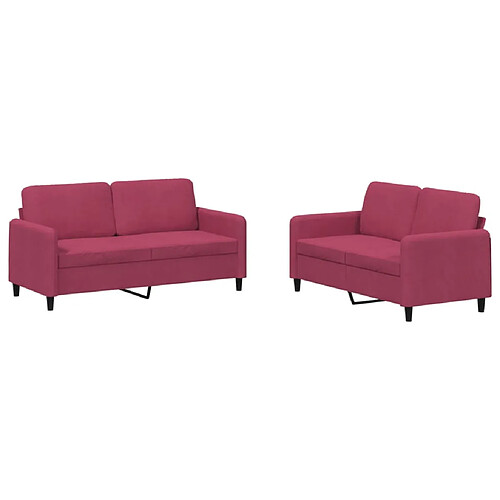 Maison Chic Ensemble de canapés 2 pcs, Canapé droit Sofa pour Salon rouge bordeaux velours -GKD563165