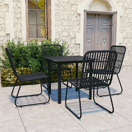 Ensemble salle à manger de jardin 5 pcs,Table et chaise à dîner d'extérieur Résine tressée et verre -MN50125