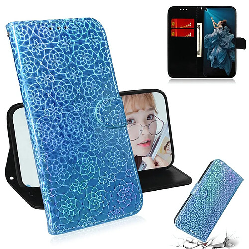 Wewoo Housse Coque Pour Huawei Honor 20 Pro Couleur unie Boucle magnétique colorée Flip horizontal en cuir PU avec support et fentes cartes et portefeuille et lanière bleu