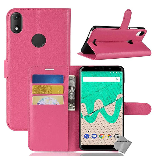 Htdmobiles Housse etui portefeuille pour Wiko View Max + verre trempe - ROSE