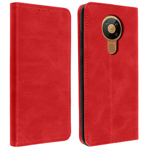 Avizar Housse Nokia 5.3 Soft Touch Porte-carte Fonction Support Vidéo Rouge