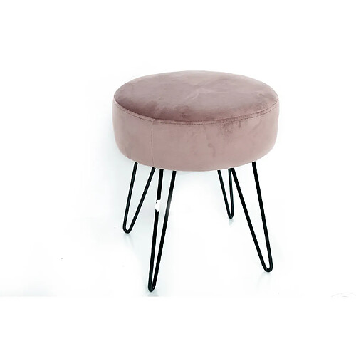 Heart Of The Home Tabouret en velours Isio - Diam. 35 x H. 40 cm - Rose