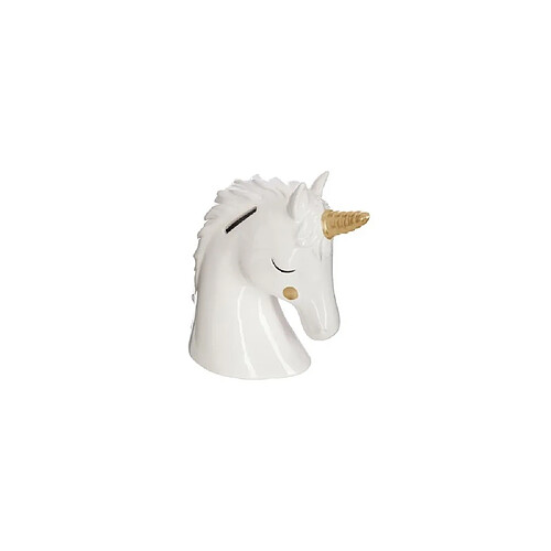 Ac-Deco Tirelire - Tête de licorne - H 15,5 cm - Dolomite - Blanc