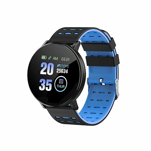 Montre Intelligente Pression Artérielle Fréquence Cardiaque Podomètre Fitness Tracker Bracelet Intelligent Bleu