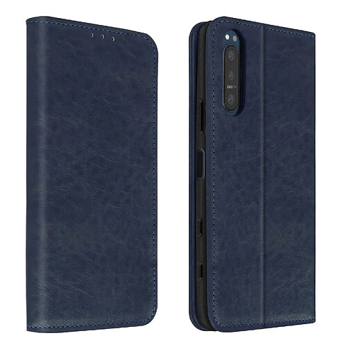 Avizar Housse Sony Xperia 5 2 Folio Vintage Porte-carte Fonction Support bleu nuit