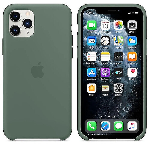 Universal Étui de protection en microfibre en silicone Apple pour iPhone 11 Pro-Pine Green