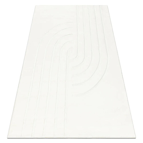 RUGSX Tapis lavable CURVY blanc 11 Curves, structurel, gaufré, peluche 160x220 cm