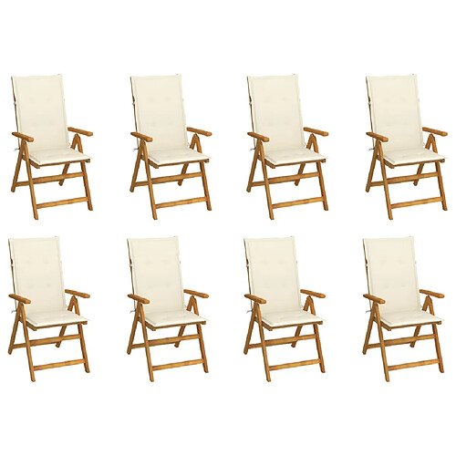 vidaXL Chaises pliables de jardin avec coussins lot de 8 Bois d'acacia