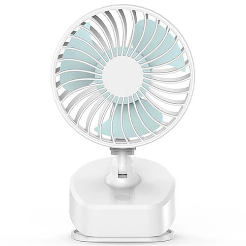 Ventilateur de Table USB Portable Mini Ventilateur de Bureau Rechargeable à Clipser Rotation à 360 Degrés Ventilateur à Clipser Réglable à 3 Vitesses