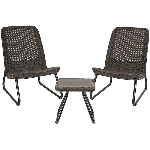 Ensemble de mobilier de jardin Allibert table et deux chaises