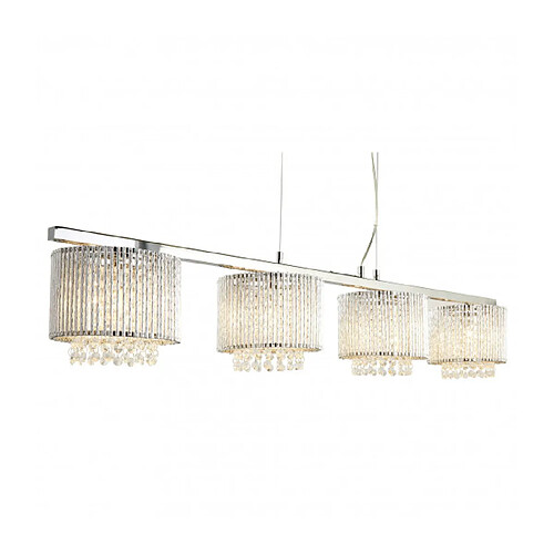 Searchlight Suspension 4 ampoules Elise, en chrome et cristal