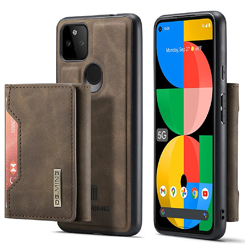 Etui en PU DG.MING magnétique avec béquille et porte-carte, café pour votre Google Pixel 5a 5G