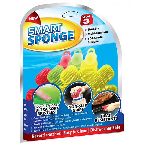 Venteo - Éponges Smart Sponge - Durables, multi-usages, Souples et résistantes à la chaleur - Lot de 3