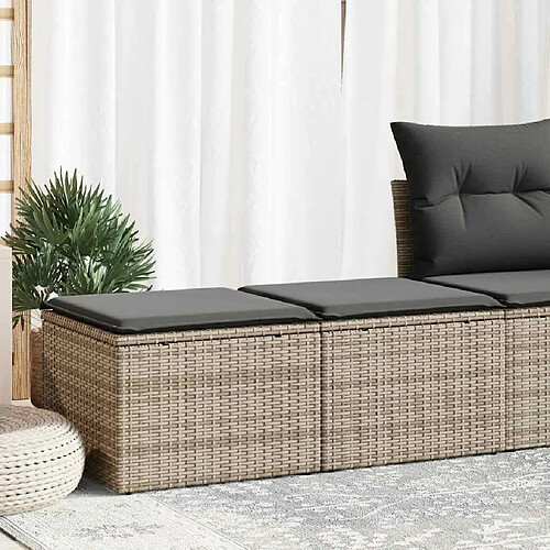 vidaXL Salon de jardin 2 pcs avec coussins gris résine tressée acacia