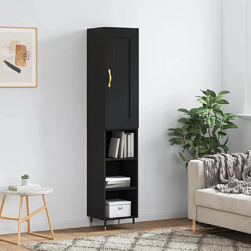 vidaXL Buffet haut Noir 34,5x34x180 cm Bois d'ingénierie