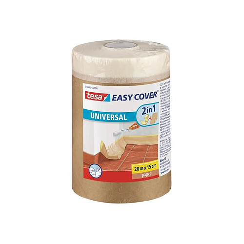 TESA Ruban de masquage + Easy Cover ecoLogo Kraft S, (bâche + ruban de masquage) 20m x 150mm