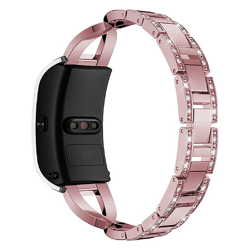 Bracelet en métal 18mm, strass décor, rose pour votre Garmin Venu 2S/Vivoactive 4S