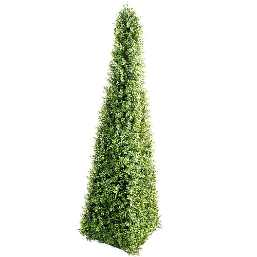 Pegane Plante artificielle haute gamme Spécial extérieur / Buis pyramide de 4 faces - Dim : 160 x 45 cm