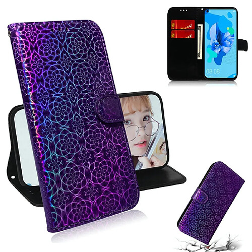 Wewoo Housse Coque Pour Huawei P20 Lite 2019 / Nova 5i Couleur unie Boucle magnétique colorée Flip horizontal en cuir PU avec support et fentes cartes et portefeuille et lanière Violet