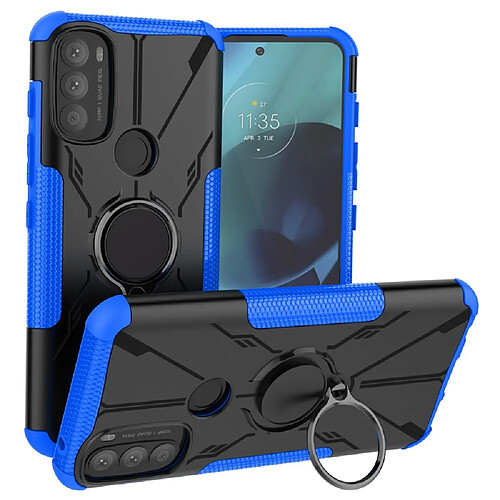 Coque en TPU anti-chocs avec béquille pour votre Motorola Moto G71 5G - bleu