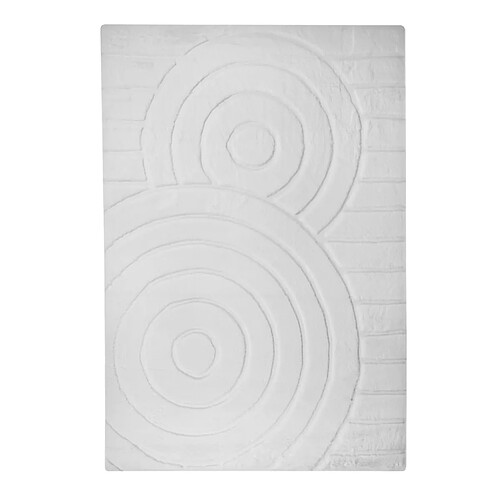 Thedecofactory CONFORTABLE CERCLES - Tapis à relief cercles extra-doux blanc 160x230