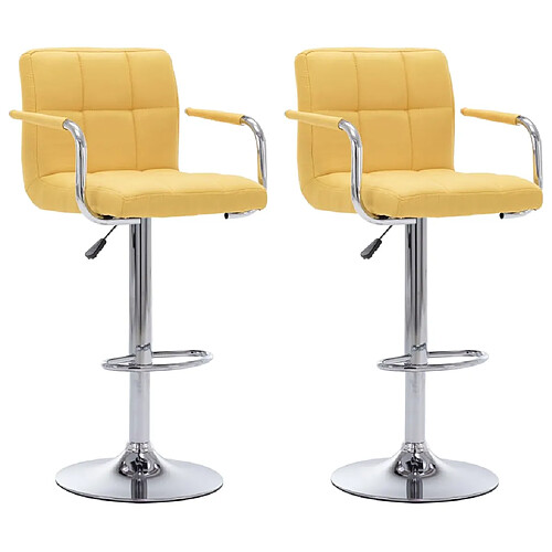 vidaXL Chaises de bar lot de 2 jaune tissu