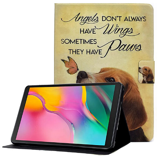 Etui en PU anti-chute avec support et porte-carte pour votre Samsung Galaxy Tab A 10.1 (2019) T510/T515 - Papillon et chien