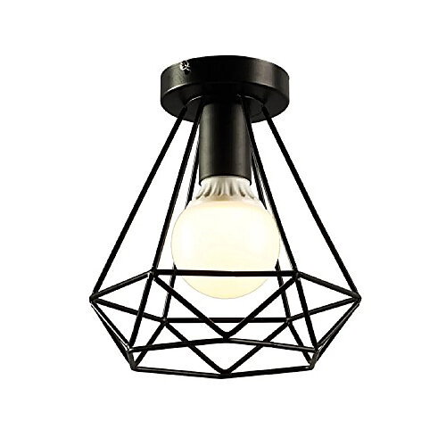 Stoex Rétro Plafonnier Industrielle Vintage Design forme Cage Diamant 20cm, Lampe de P