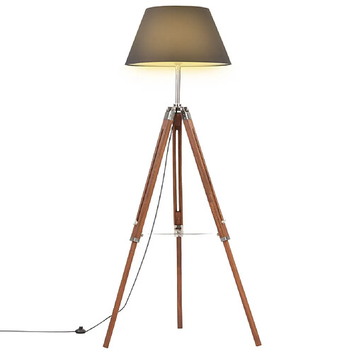 vidaXL Lampadaire à trépied Marron miel et noir Bois de teck 141 cm