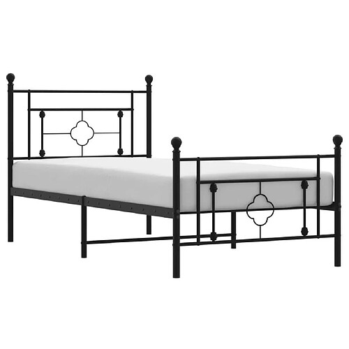 Maison Chic Cadre/structure de lit métal et tête de lit + pied de lit pour adulte - Lit Moderne Chambre noir 100x190 cm -MN82963