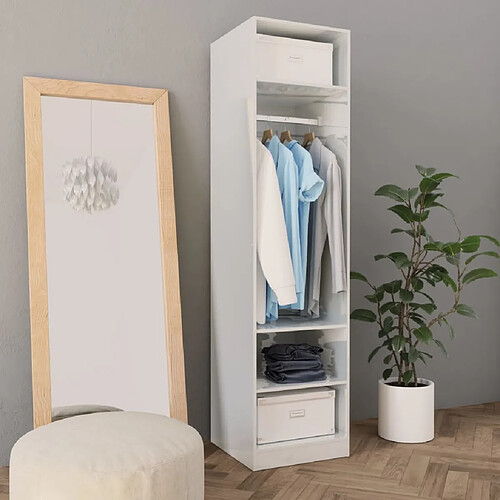 vidaXL Garde-robe Blanc brillant 50x50x200 cm Bois d’ingénierie