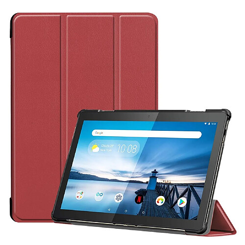 Etui en PU support triple rouge vin pour votre Lenovo Tab M10 TB-X605F