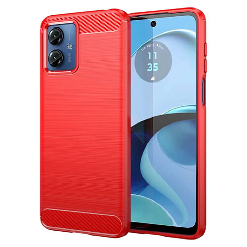 Htdmobiles Coque pour Motorola Moto G14 - housse etui silicone gel carbone + verre trempe - ROUGE