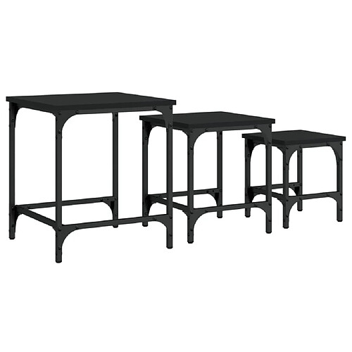 Maison Chic Lot de 3 Tables basses gigognes pour salon | Table à café noir bois d'ingénierie -GKD84262