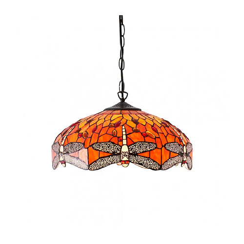 Interiors 1900 Suspension 41 cm Dragonfly Flame, verre et métal