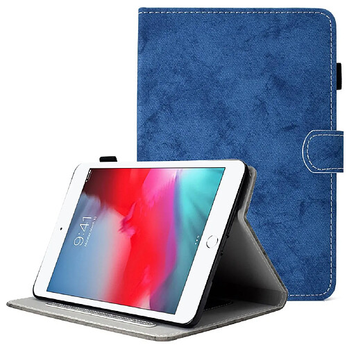 Etui en PU fermoir magnétique avec support et porte-carte pour votre iPad mini (2019) 7.9 pouces/mini 4/3/2/1 - bleu