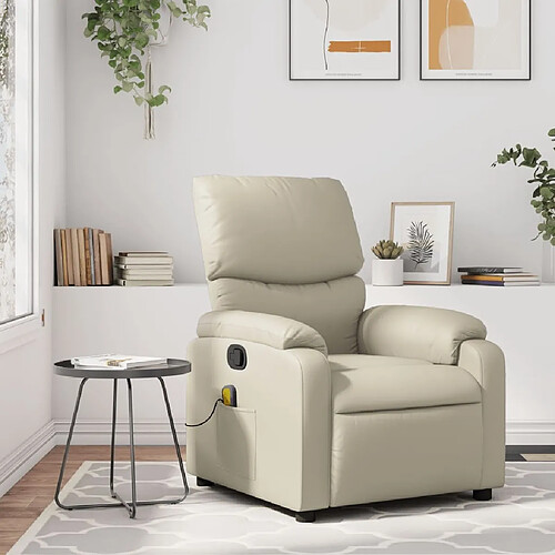 Maison Chic Fauteuil inclinable,Fauteuil luxe de relaxation de massage Crème Similicuir -MN19775