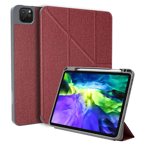 Etui en PU avec support et porte-stylo rouge pour votre Apple iPad Pro 12.9 pouces (2021/2020/2018)