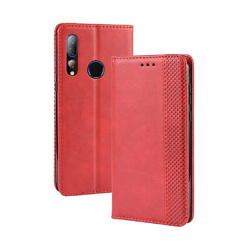 Wewoo Housse Coque Étui en cuir à boucle magnétique avec rétro pour Crazy Horse Texture horizontale HTC Desire 19+ 19 Plusavec supportfentes cartes et cadre photo Rouge